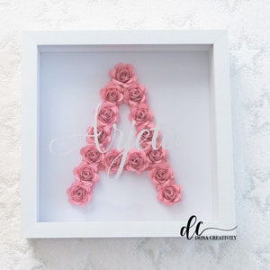 Iniziale e nome Fioriera / Scatola regalo rosa di carta / Regalo personalizzato, Flower Box, Home Decoration, Name, Gift Name