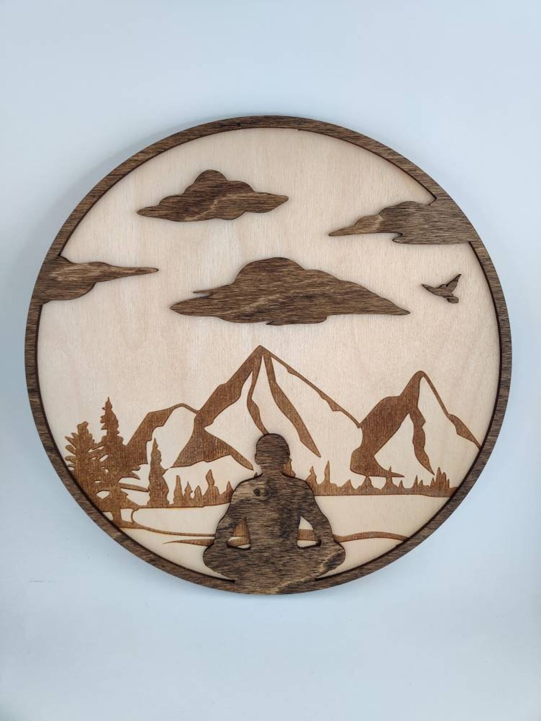 Meditation Wall Art 12 Wood Art Sign Etsy