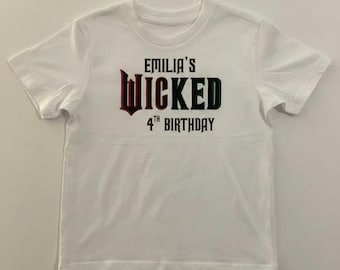 Wicked Personalised Kids Birthday T-Shirt, Custom Name, Wicked T-shirt for Birthday Musical Wizard Birthday, Elphaba & Glinda Approved