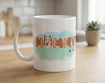 Bluey Mummy Mug Chilli Heeler Mother’s Day Gift for Mum Coffee Cup 11oz New UK