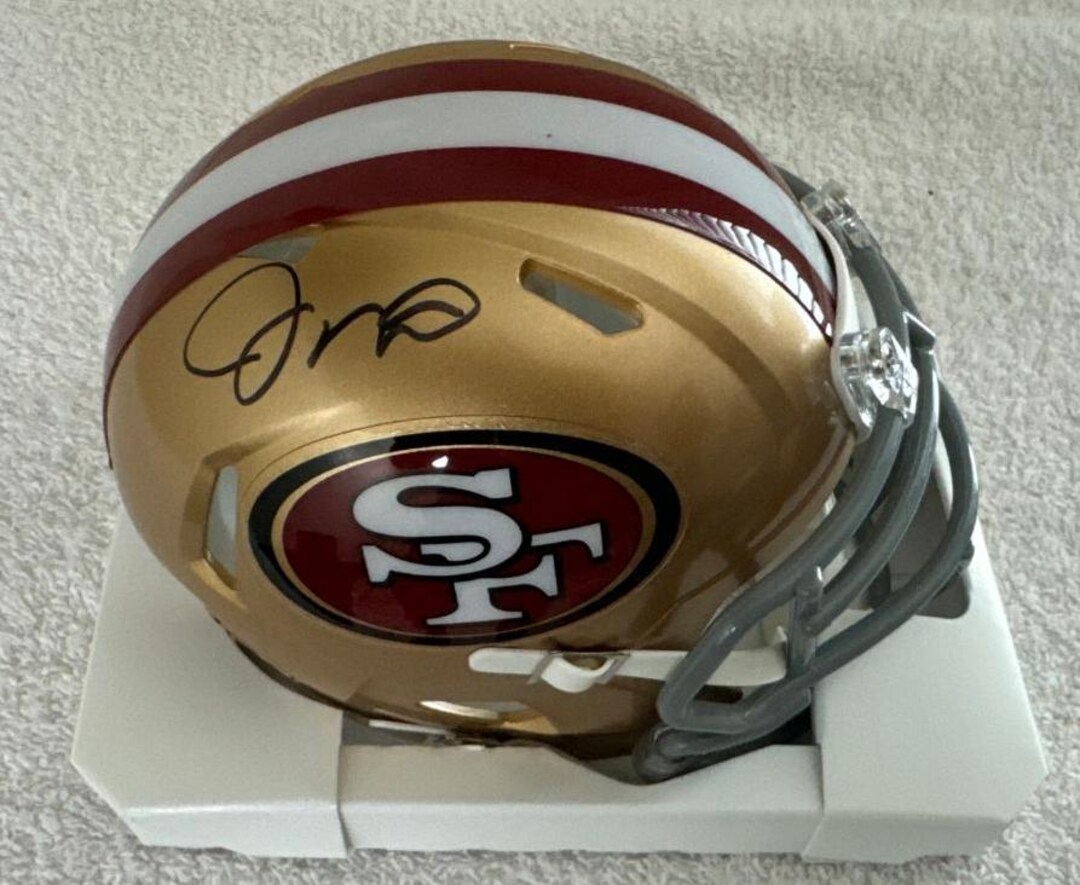 ジョー・モンタナのサイン入りサンフランシスコ49ersミニヘルメット
