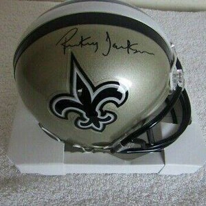 Rickey Jackson assinou mini capacete autografado da NFL New Orleans Saints com autenticação Beckett