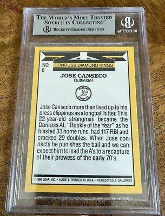 Jose Canseco Autographed Signed 1987 Donruss Diamond King Baseball Card No.  6 Authenticated by Beckett - Etsy