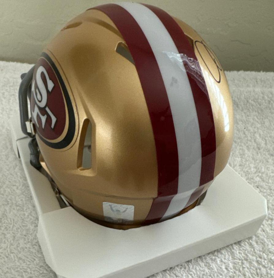 ジョー・モンタナのサイン入りサンフランシスコ49ersミニヘルメット