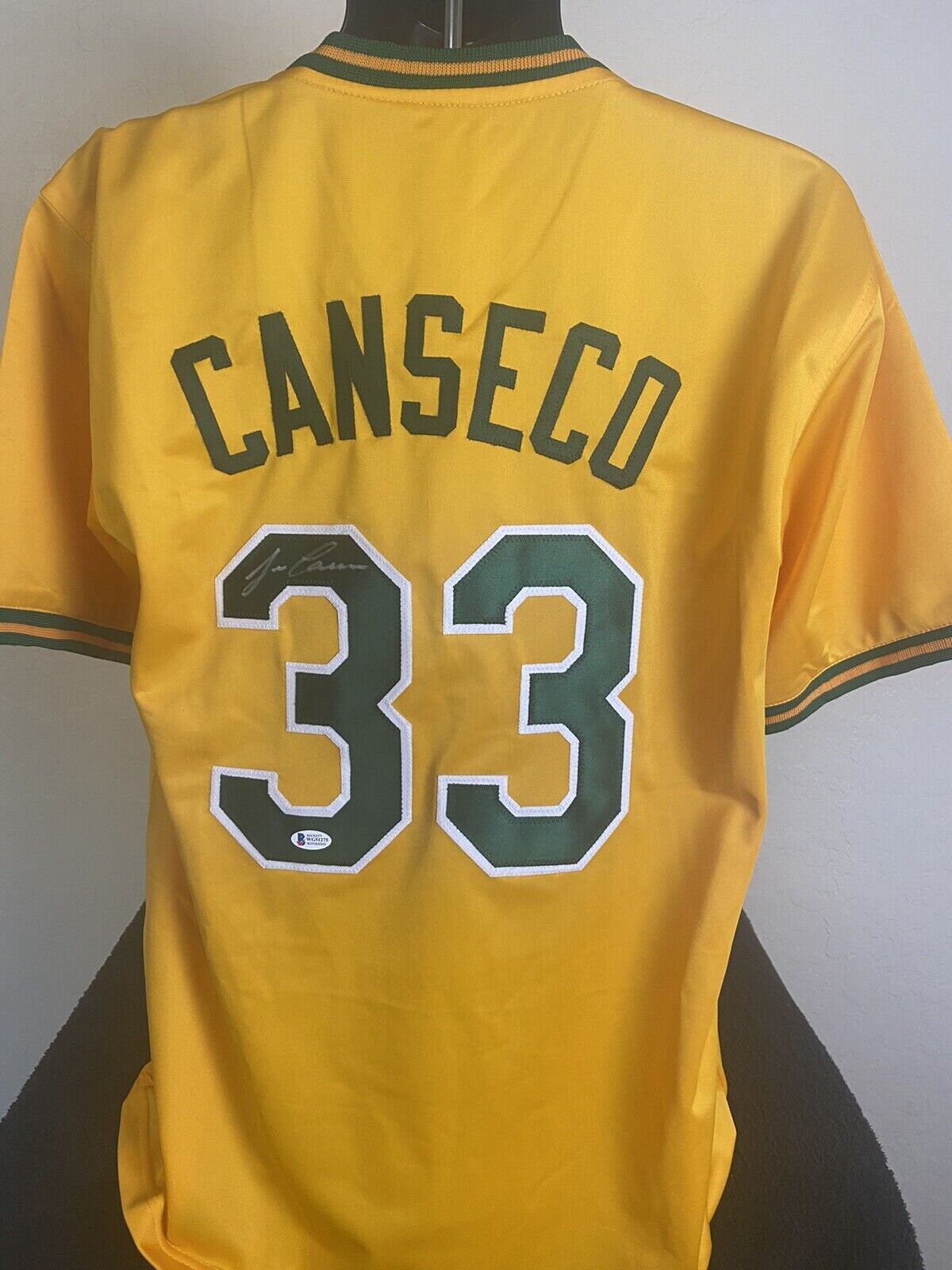 Jose Canseco Signed Oakland Athletics Yellow Baseball Jersey - JSA COA