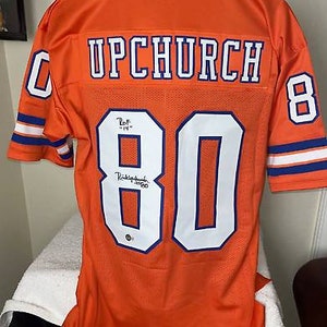 Rick Upchurch Signed Autographed NFL Denver Broncos Jersey with Inscription and Beckett Authentication