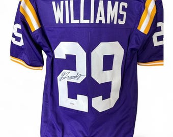 Greedy Williams autographed signed LSA Tigers jersey Beckett authenticated