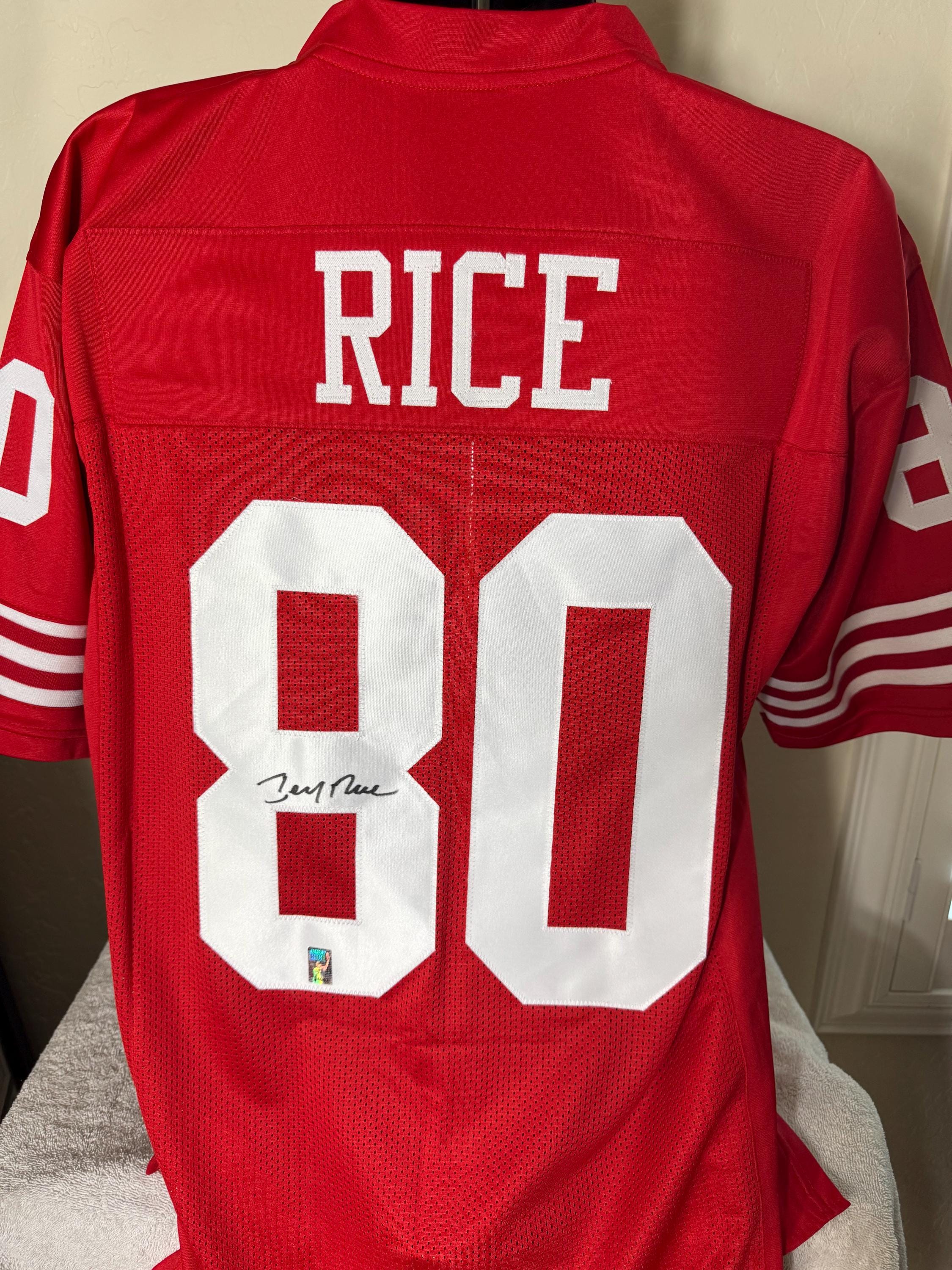 NEL SF 49ers ジェリーライス 額縁サイン入りジャージ ジェリー・ライスのサイン入りサンフランシスコ49ersジャージ、ライス
