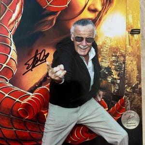 Stan Lee Autographed Signed 8x10 Spider-Man and Stan Lee Photo Picture with Stan Lee Excelsior Approved Hologram Authentication