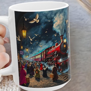 Whimsical Magic Express Mug, Magical World Coffee Cup, Fantasy Book Inspired Ceramic Mug, Witchy Gifts for Readers, Wizarding Bookish Merch