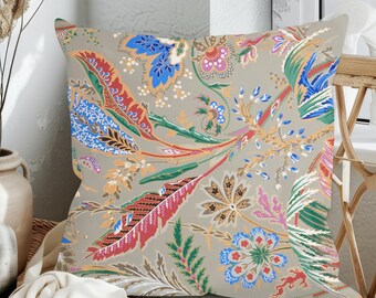 Bohemian Floral Pillow Cover: Pastel Modern Throw Pillow, Interior Design