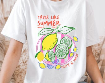 Lemon Print T-Shirt: Italian Summer Amalfi Coast Vibes