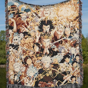 Anime Woven Blanket, Shonen Inspired Tapestry Throw, Japanese Art Decorative Blanket,Aesthetic Anime Room Decor, Geeky Gift for Anime Lovers