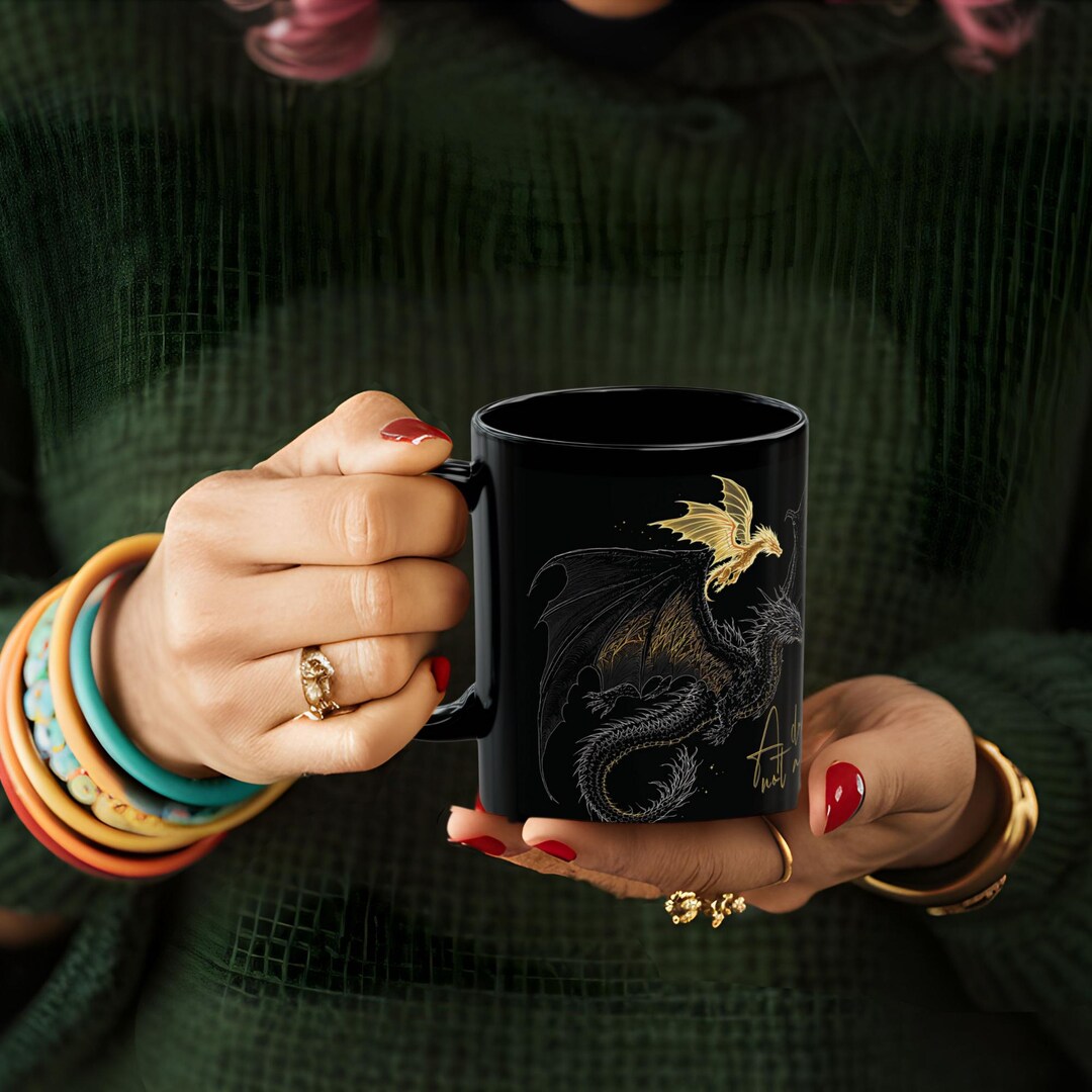 Black Dragon Coffee Mug: Gothic Fantasy Ceramic Cup, 15oz - Etsy