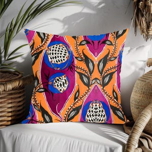 Bold Floral Throw Pillow: Modern Bohemian Cushion Cover