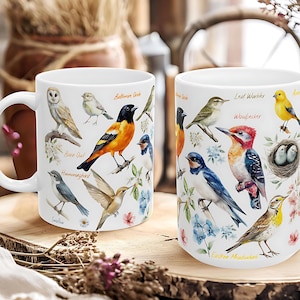 Whimsical Bird Ceramic Cup - Perfect Gift for Birdwatchers and Nature Lovers, Vintage-Inspired Wildlife Mug,Aesthetic Floral Bird Coffee Cup