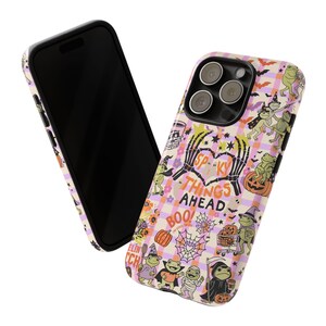Cute Spooky Phone Case, Halloween Ghost & Pumpkin iPhone Cover, Kawaii Scary Season Aesthetic, Pastel Goth Witchy Accessory, Halloween Gifts image 3