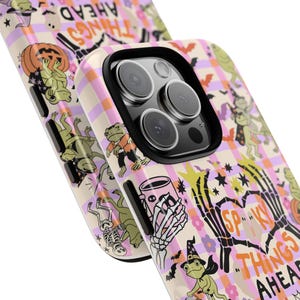 Cute Spooky Phone Case, Halloween Ghost & Pumpkin iPhone Cover, Kawaii Scary Season Aesthetic, Pastel Goth Witchy Accessory, Halloween Gifts image 5