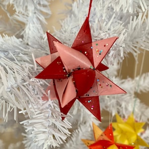 Adorno de árbol de estrellas hecho a mano (color único, doble)