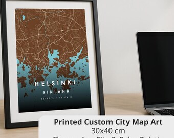Custom City Map Art Print – Personalized 30x40cm Wall Decor Frame Optional