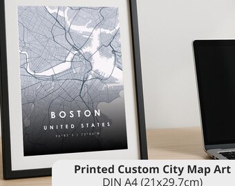 Custom City Map Art Print – Personalized A4 Wall Decor