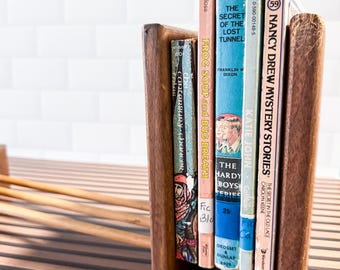MCM sliding wood book rack