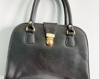 Faux snakeskin black handbag