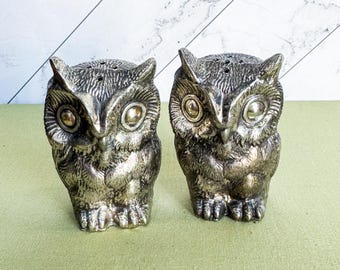 Pewter owl salt and pepper shakers