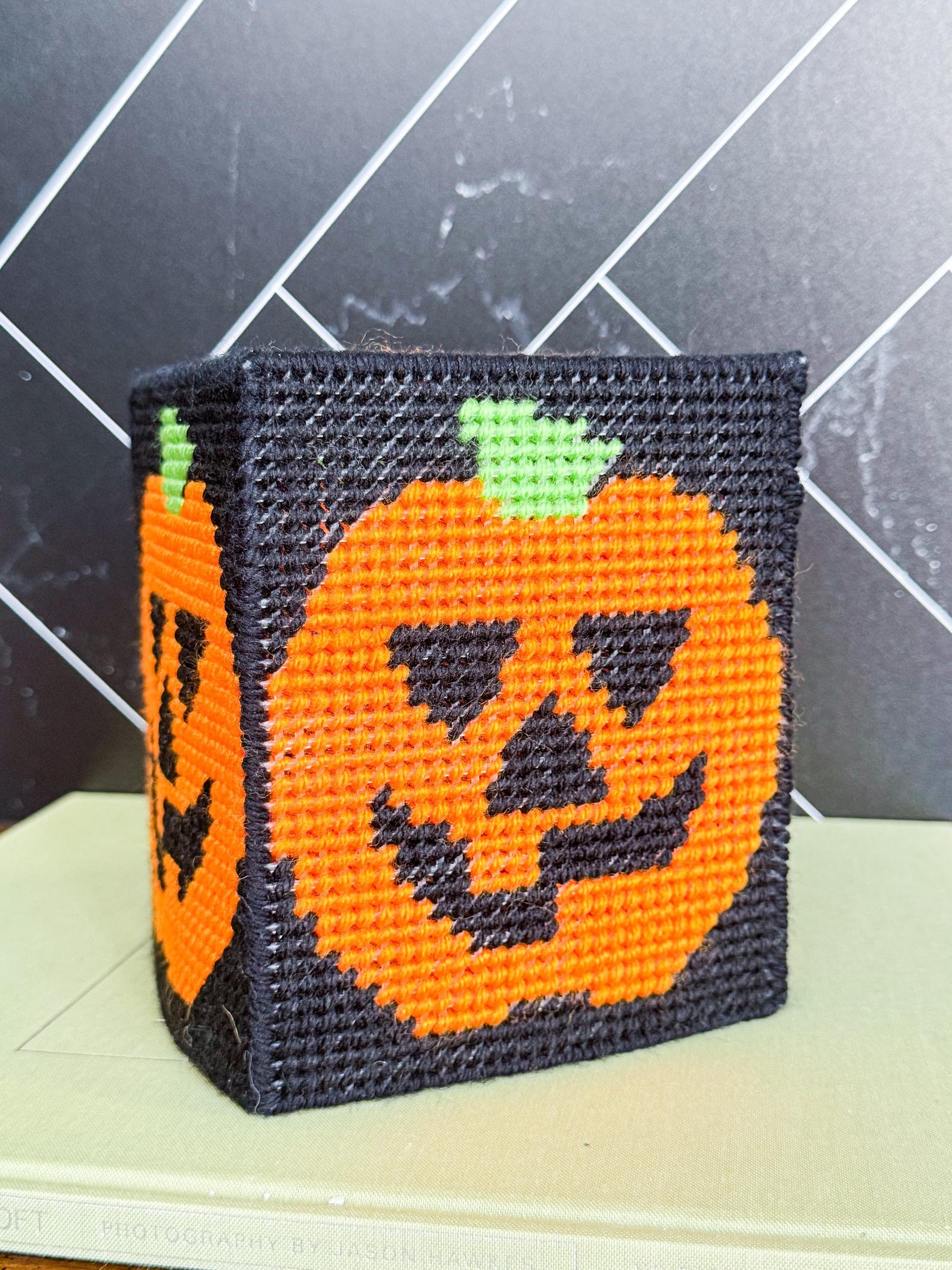 Plastic Canvas Jack O Lantern Tissue Box Cover Completed - Etsy