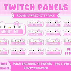 Cute Twitch Panels Pink Kitty Panels for Twitch Kawaii Panel Twitch Streamer