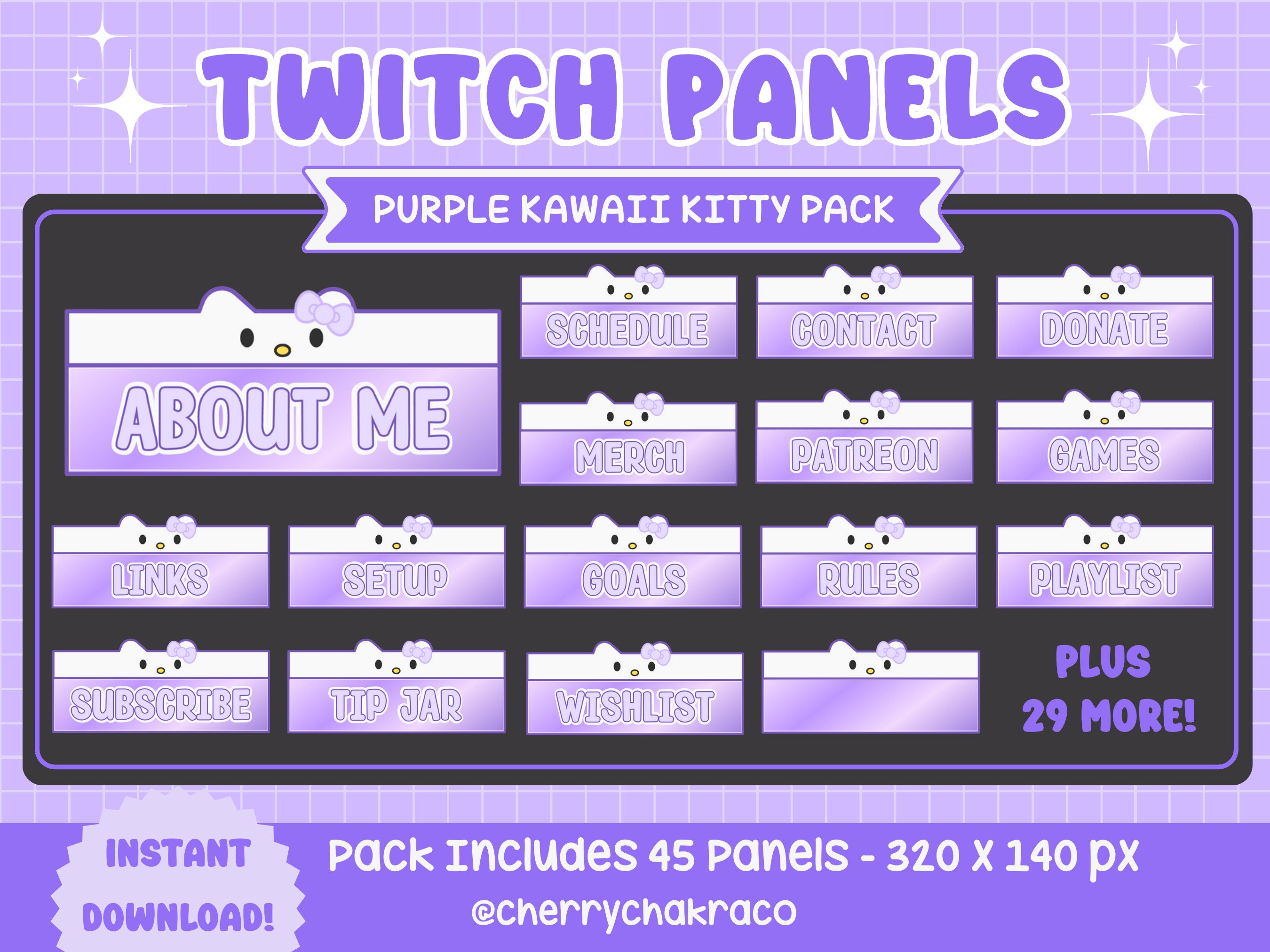 45x Kitty Twitch Panels | Purple Pastel | Cute Panels for Twitch ...