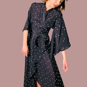Women&#39;s Kimono Sleeve Wrap Dress: Lightweight Rayon Maxi Gown