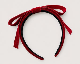 Wine Red Velvet Bow Headband: Women's Accessory