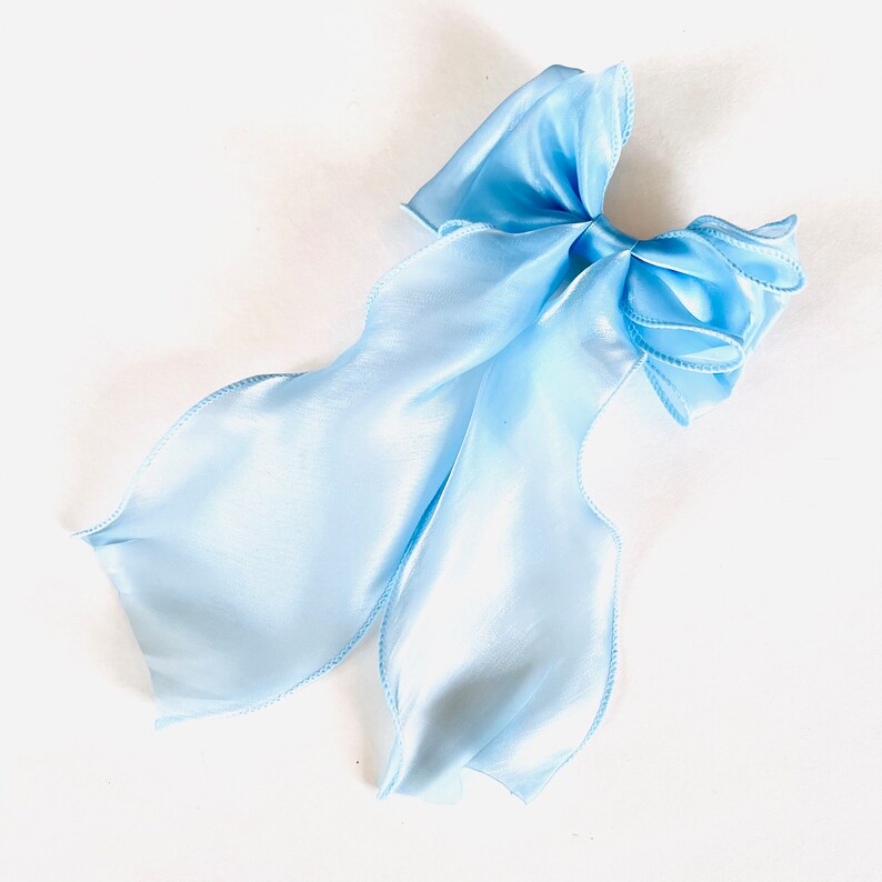 powder blue sheer chiffon silk hair barrette bow, iridescent, party, event, prom, birthday, special occasion, gifts for her, gothic, bohemian, preppy, shiny, sparkle, crown tiara, princess, accessories.