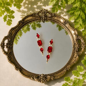 Ensemble de barrettes à cheveux en strass rouge rubis, épingles à cheveux en cristal doré, accessoires de coiffure de mariée, épingles à cheveux de mariage, bijoux de cheveux vintage, fait main