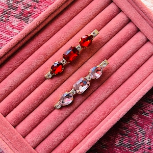 Rhinestone Jeweled Hair Clip: Large Crystal Alligator Clip, Pink or Red