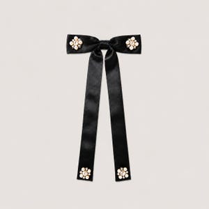 Black Western Bow Tie, Rhinestone and Pearl Jewels - adjustable, western wear, special occasion, wedding attire