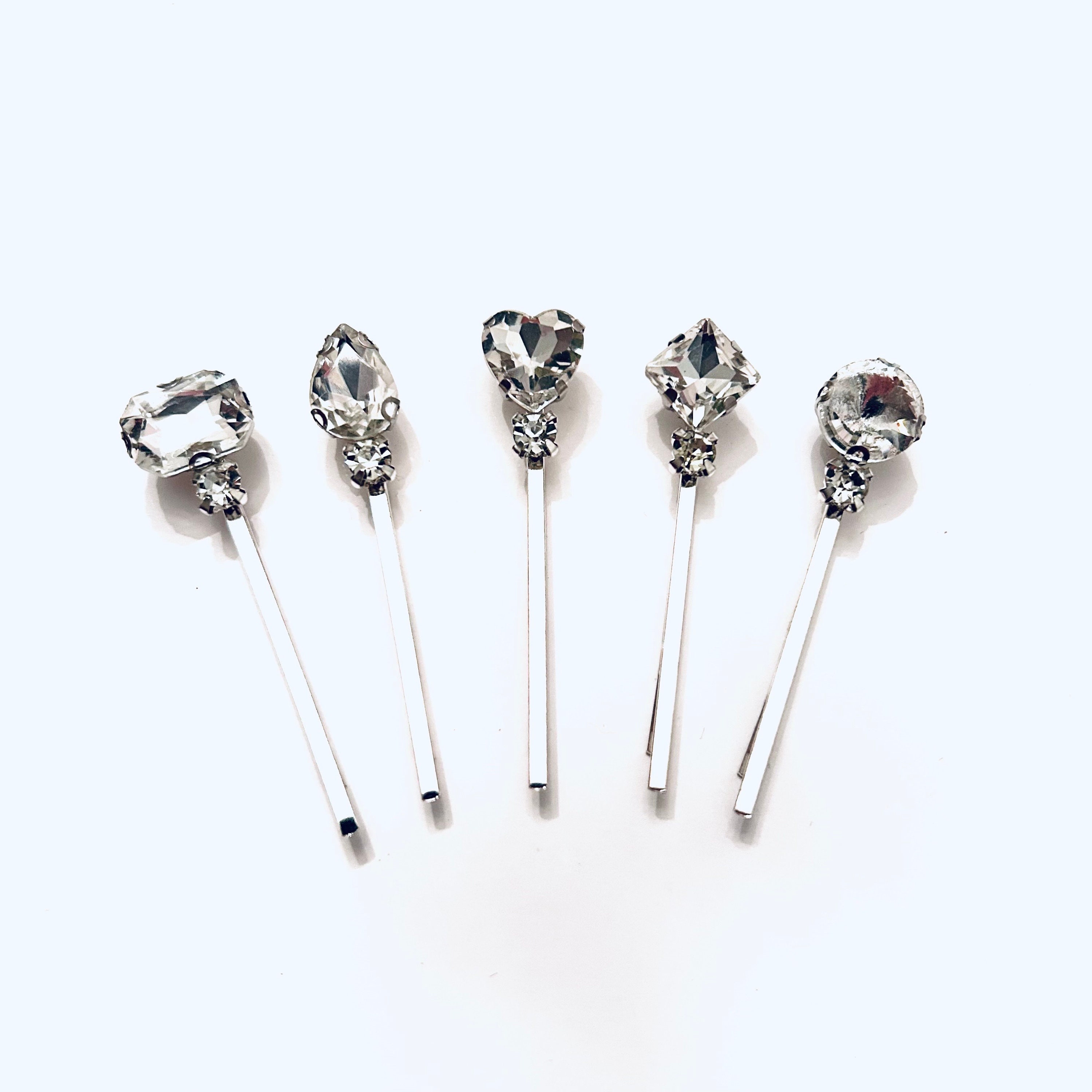 Set of 5 Silver & Glass Hair Pins Chloe x Ava - Dainty Crystal Bridal Hair Pins (Set of 3  main image 3