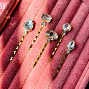 Gold Kristall Haarnadeln 5er Set - Braut Haarschmuck, Hochzeit Haarnadeln für Brautjungfern, funkelnde Haarspangen für Hochsteckfrisur