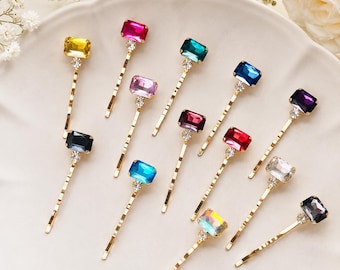 Jeweled Bobby Pins, Rhinestone Hair Pins, Bridal Hair Pins, Crystal Hair Pins, Vintage Hair Jewelry