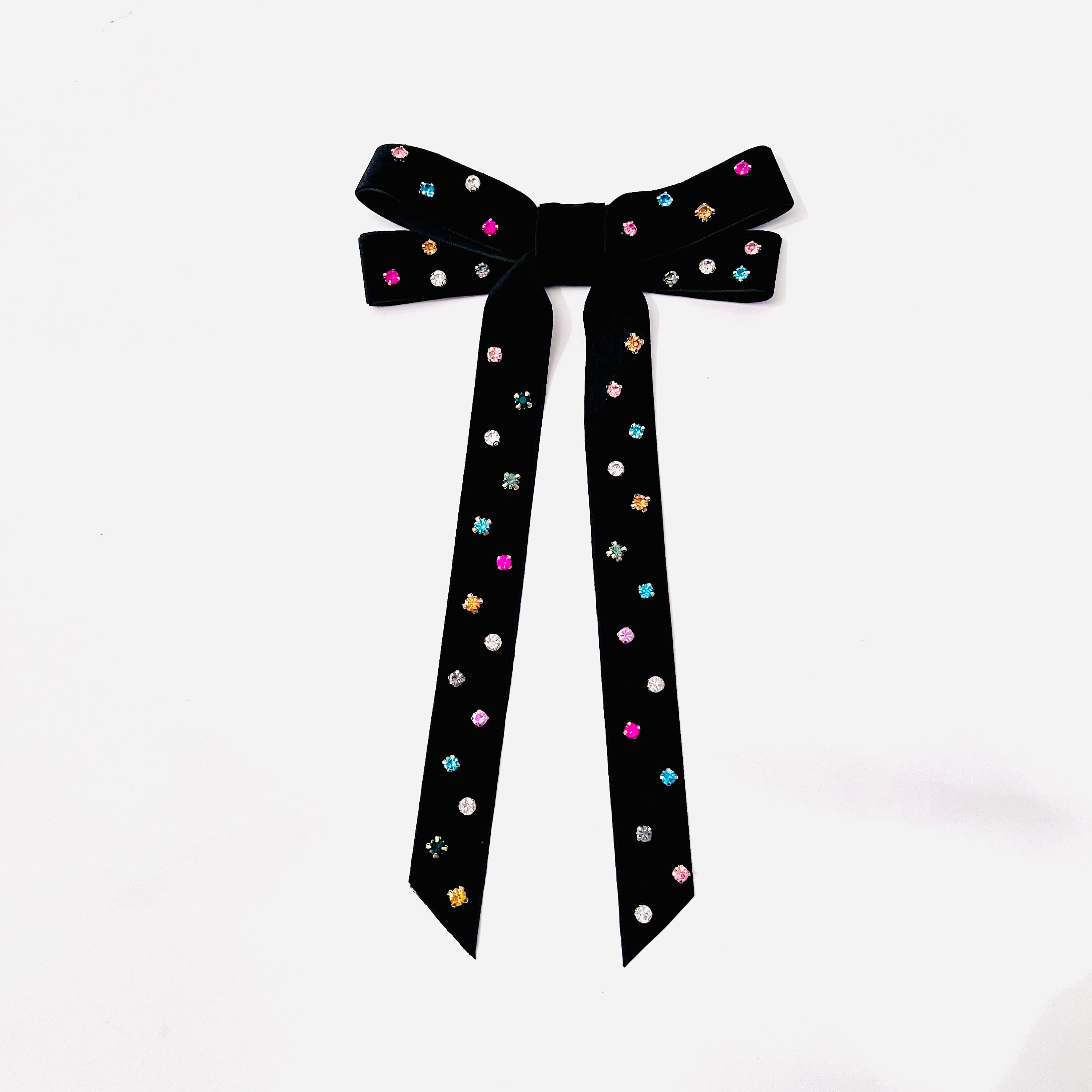 Velvet Bow Jewel Hair Clip Charmed Velvet Bow Hair Clip – Aria & Avery main image 2