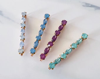 Pastel Art Deco Jeweled Hair Bobby Pins, Set of 4, vintage style, bridesmaids gift, amethyst, jade