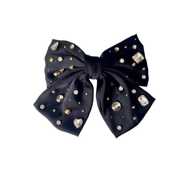 Bow Rhinestone Iridescent Large Hair Claw