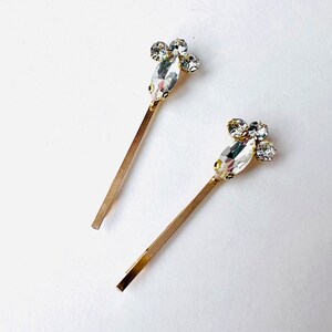 Crystal Jeweled Gold Hair Bobby Pin Set, Bridal, Vintage Style, Gift