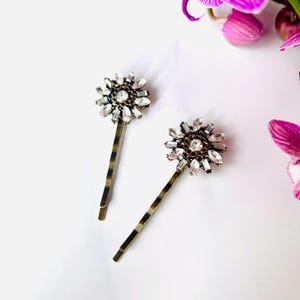 Flower Jeweled Hair Pin Set: Vintage Bridal Hair Accessories