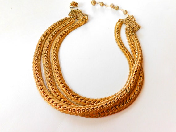Signed Mariam Haskell three strand necklace - image 1