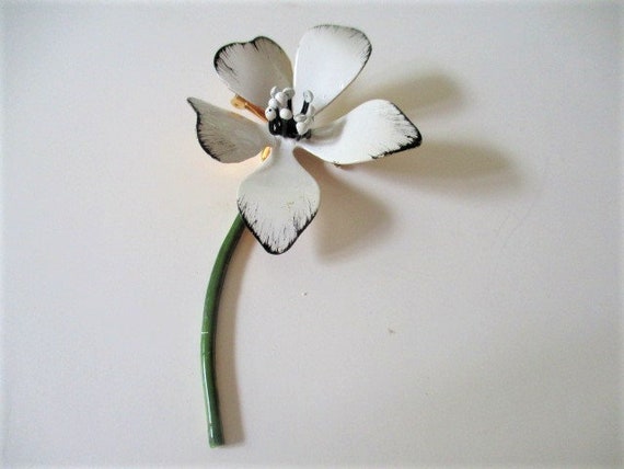 Original by Robert enameled flower pin - image 1