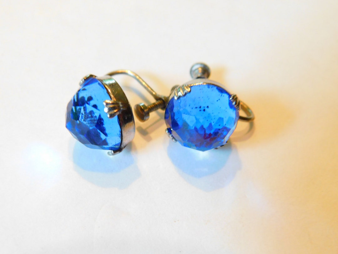 1950's Vaseline glass milkyblue earrings