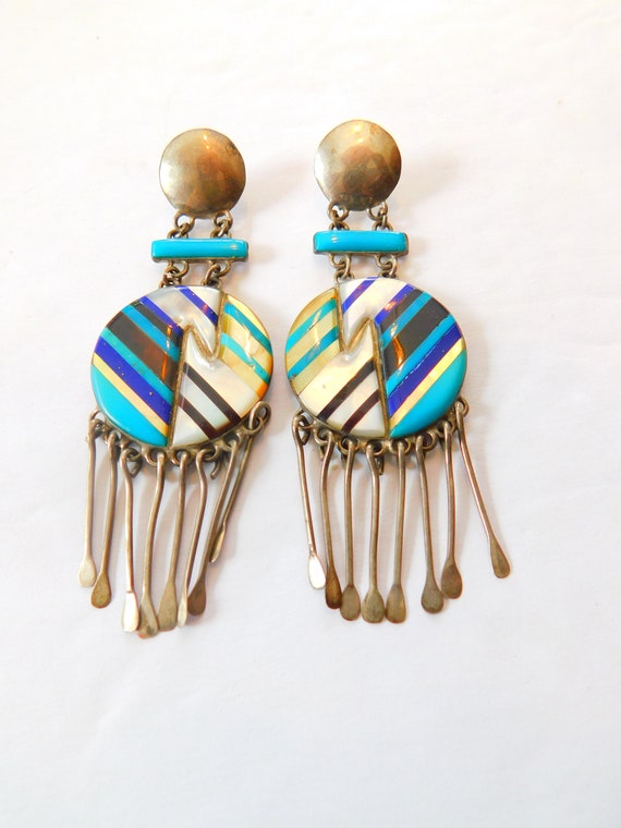 Stunning inlaid Southwest made earrings