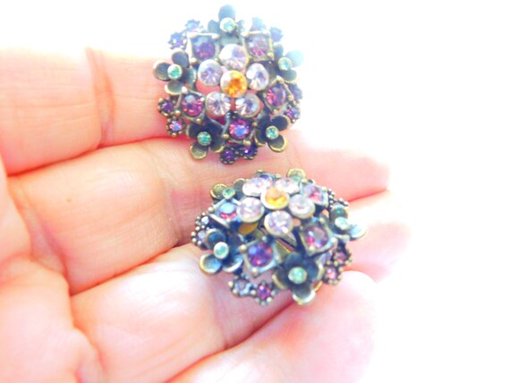 Beautiful glass stones earrings-Vintage - image 1